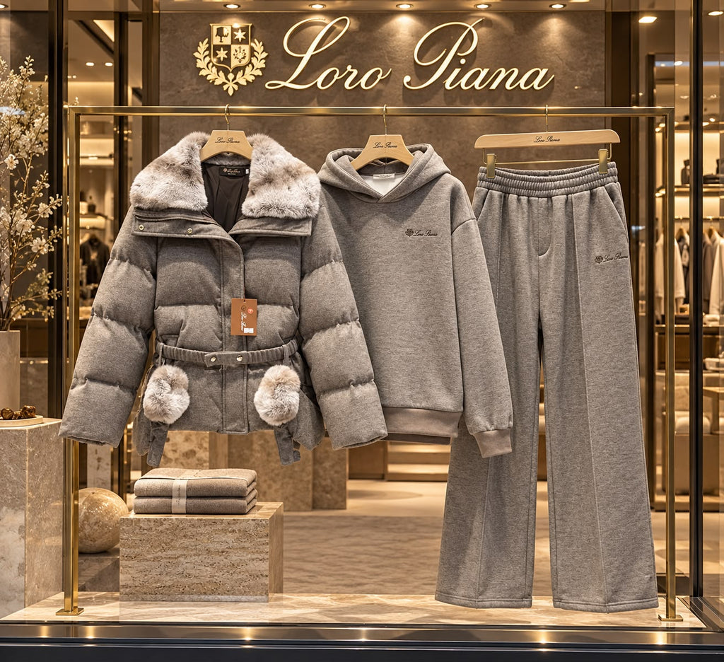 Loro Piana Belted Flannel Puffer Jacket