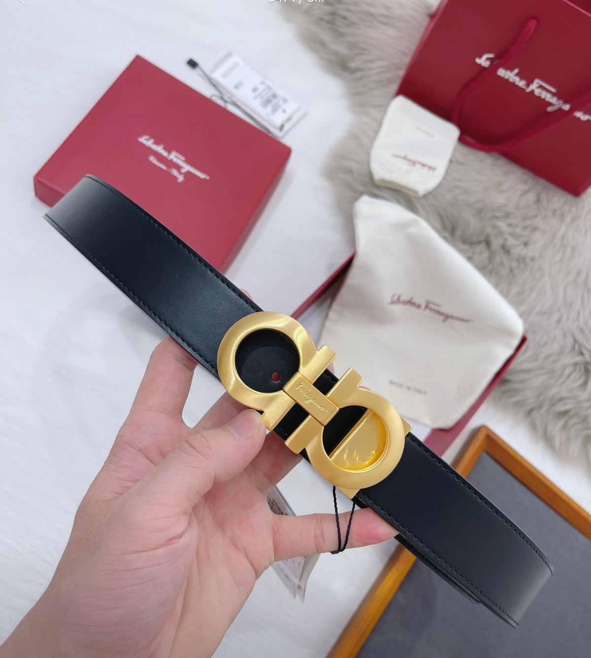 Salvatore Feragamo Double Gancini Reversible Leather Belt
