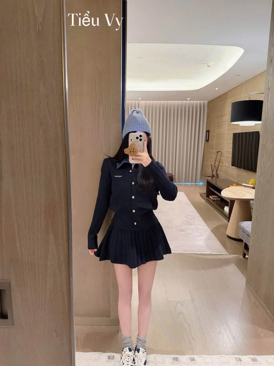 Miu Miu Knit Set with Denim Collar