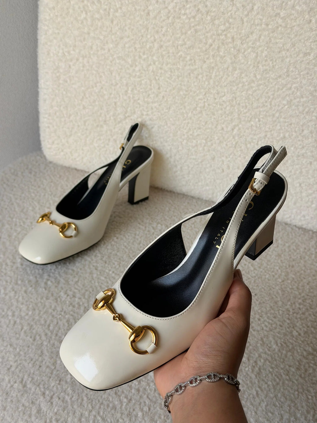 Gucci Leather Horsebit Slingback Pumps