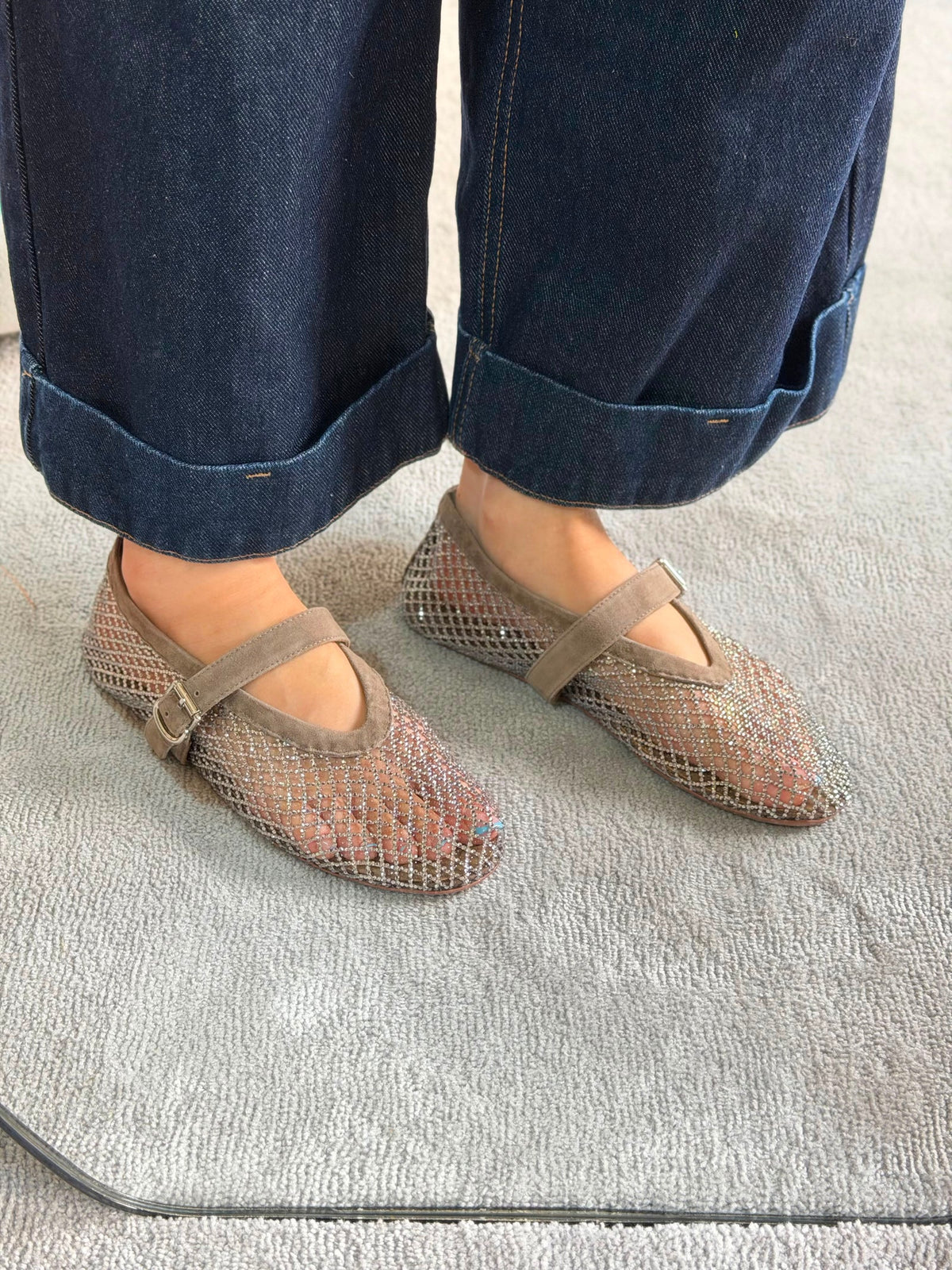 Alaïa Black Fishnet Ballet Flats