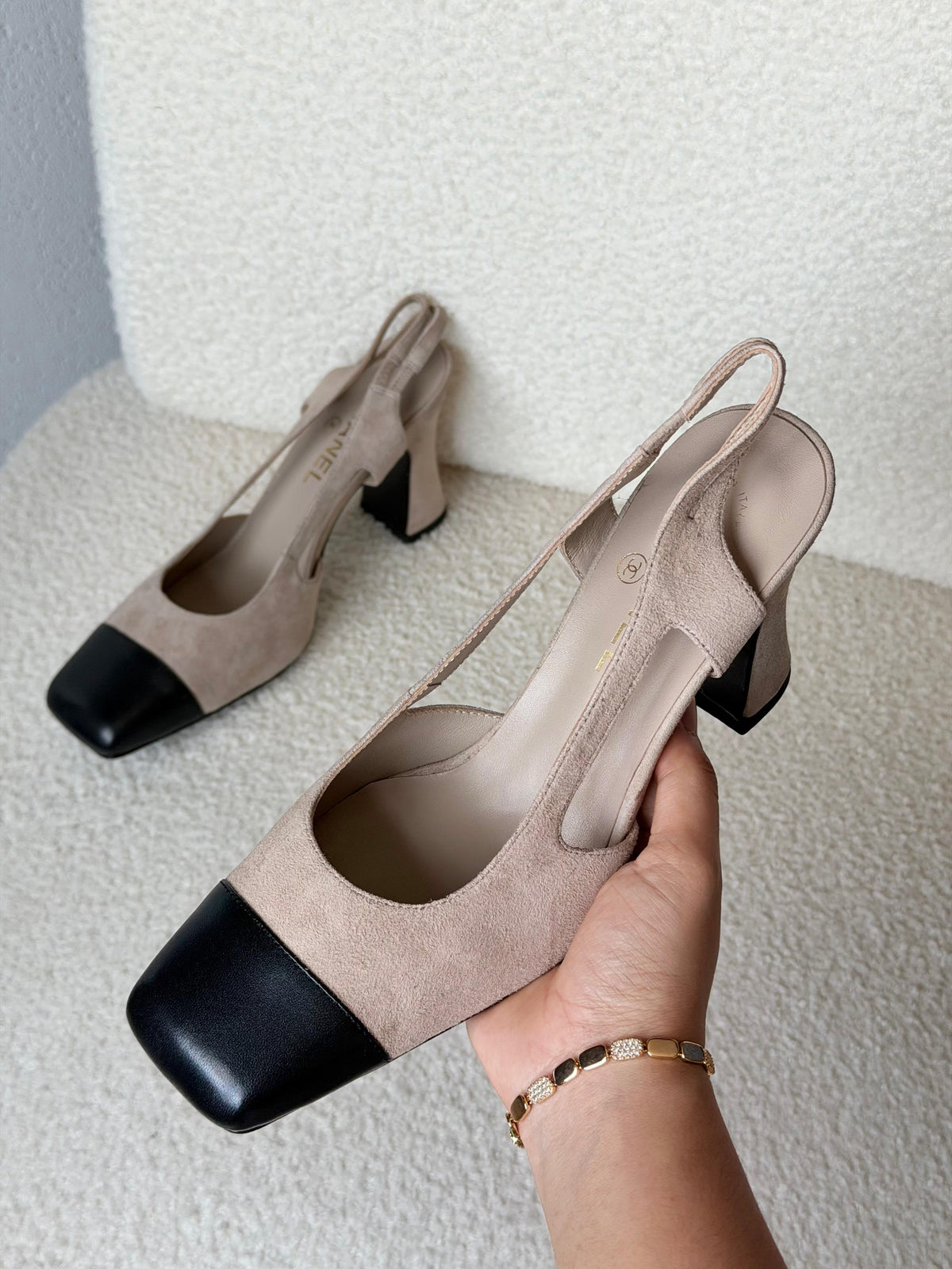 Chanel Two-Tone Suede Slingback Pumps