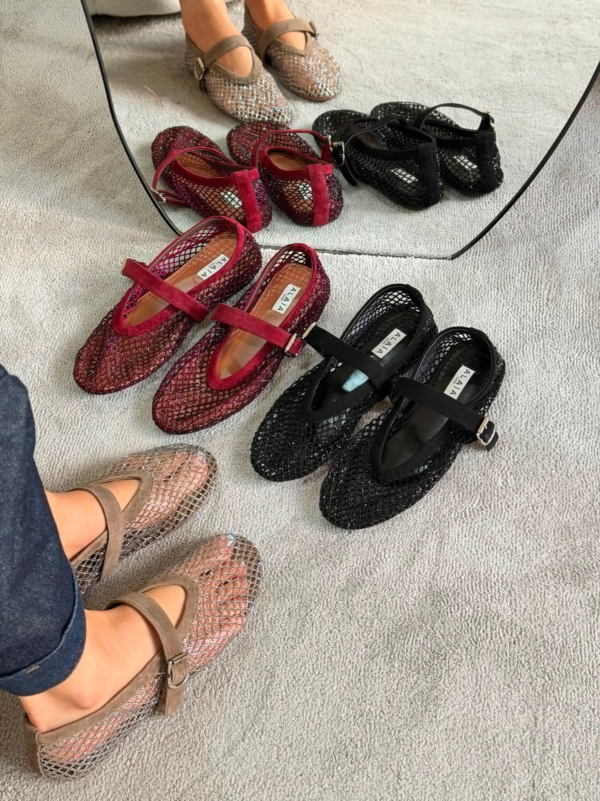 Alaïa Black Fishnet Ballet Flats