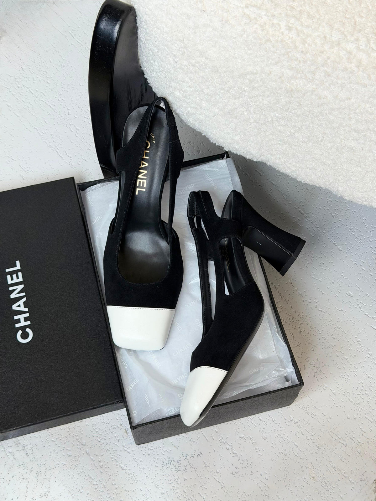 Chanel Two-Tone Suede Slingback Pumps