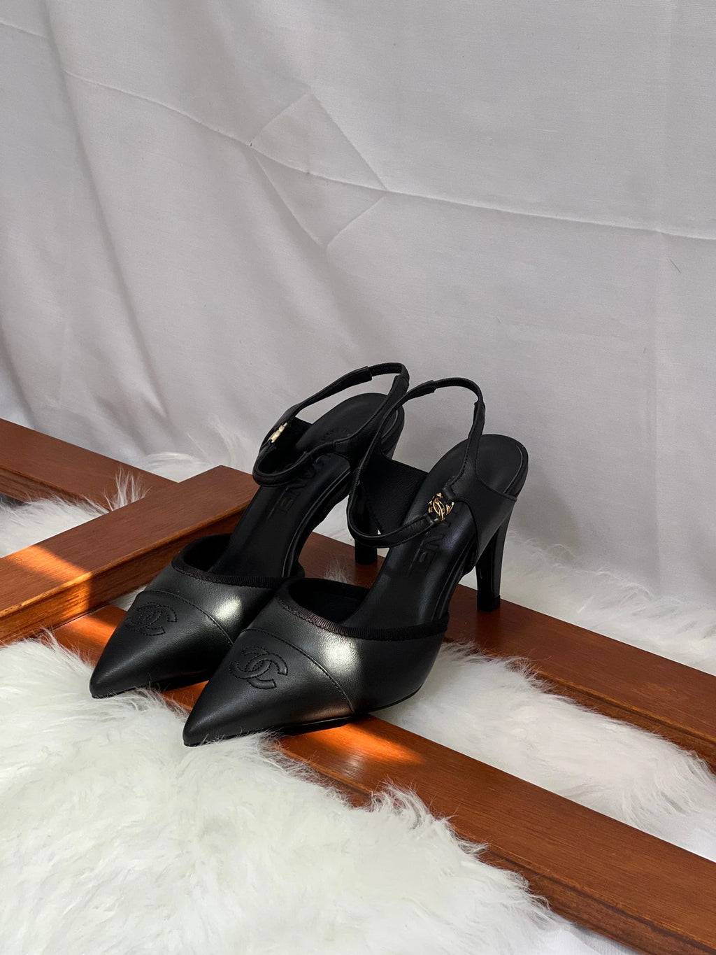 Chanel Heel Slingbacks in Iridescent Lambskin