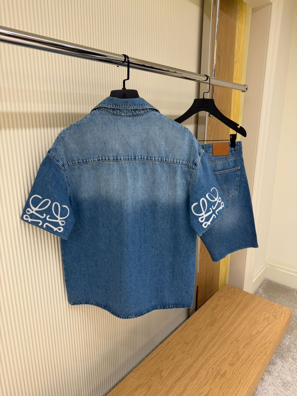 LOEWE Blue Anagram Bermuda set in Denim