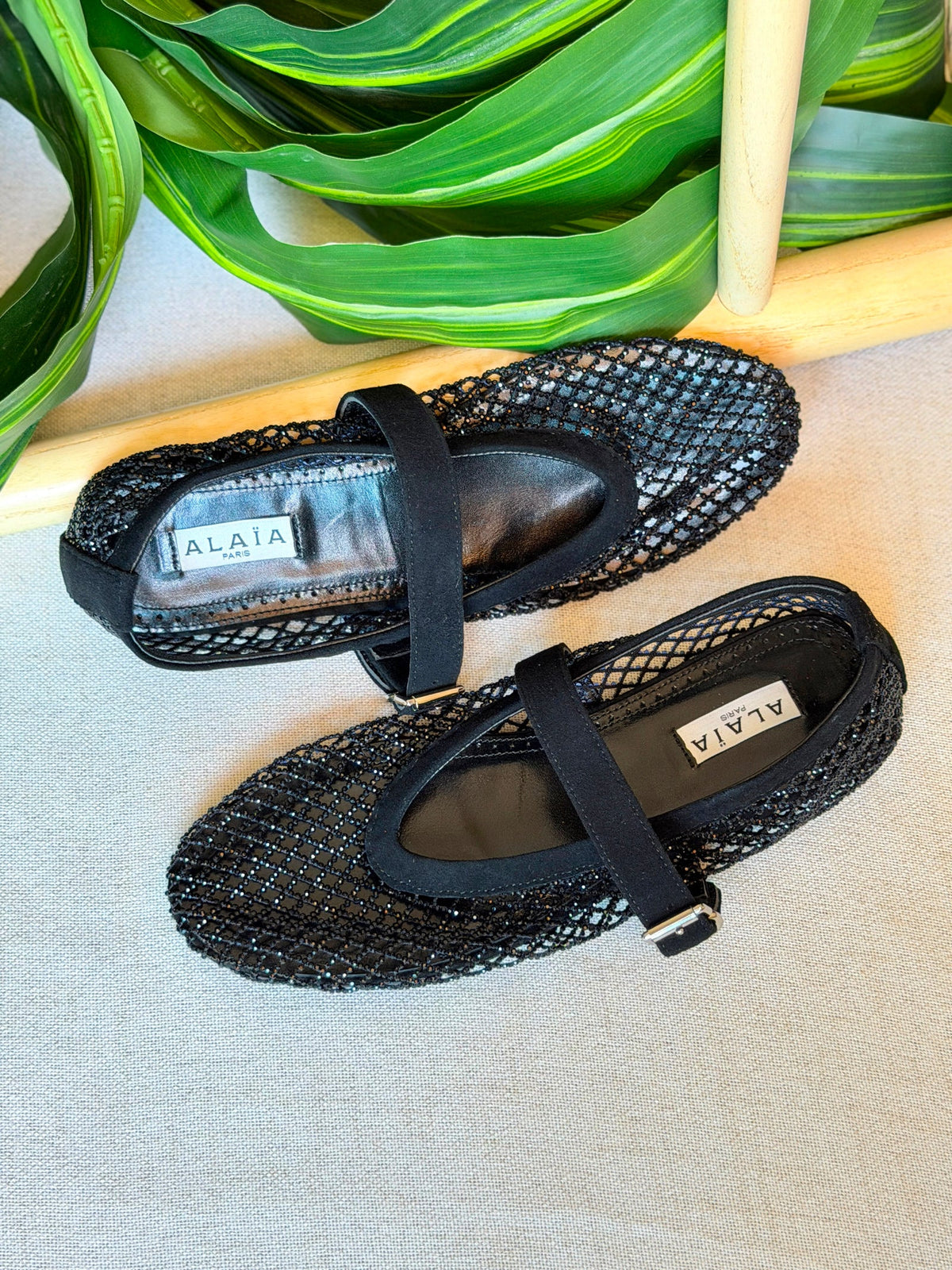 Alaïa Black Fishnet Ballet Flats
