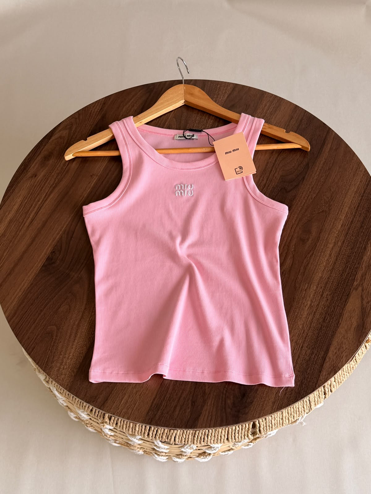 Miu Miu Embellished Logo Knit Tank Top