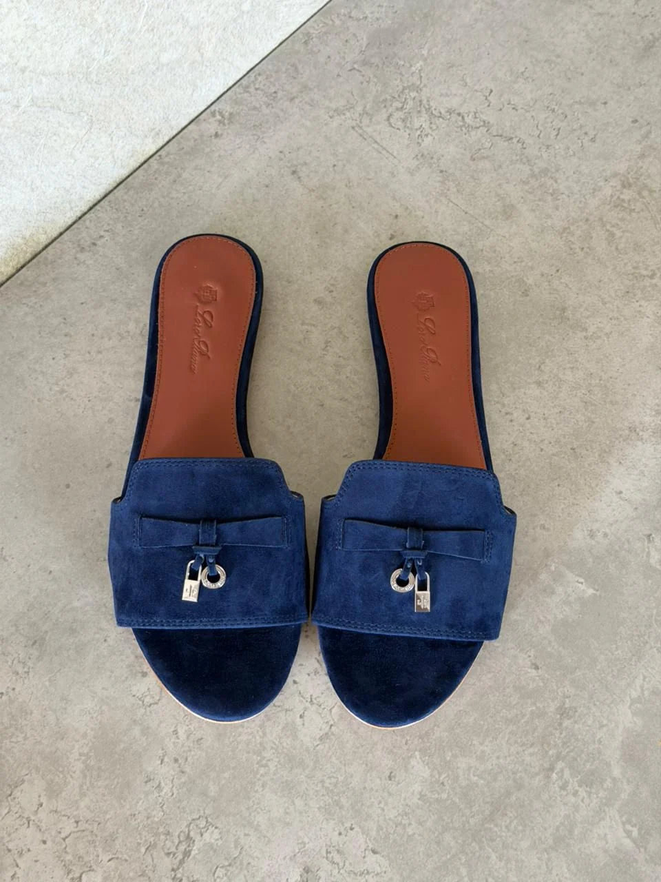 Loro Piana Navy Blue Suede Summer Charms
