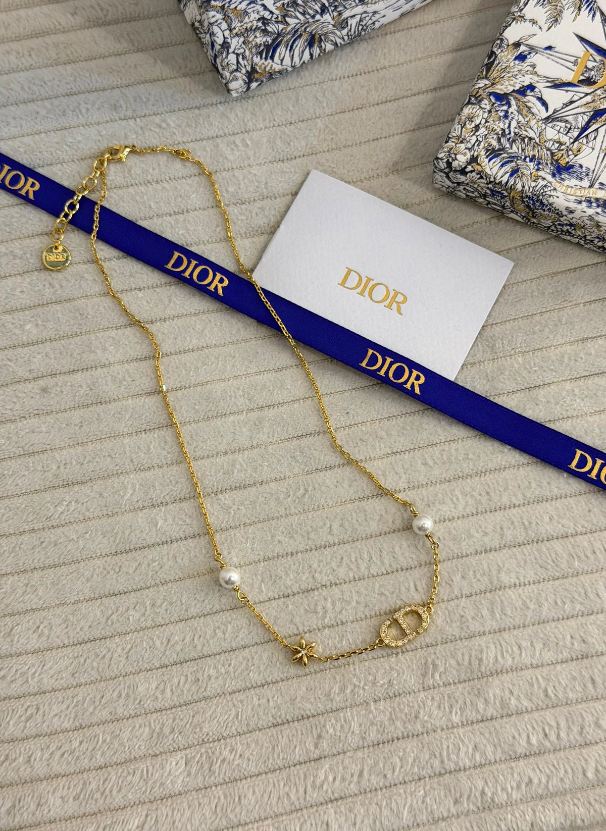 Dior Clair D Lunes Faux Pearl Gold Tone Set