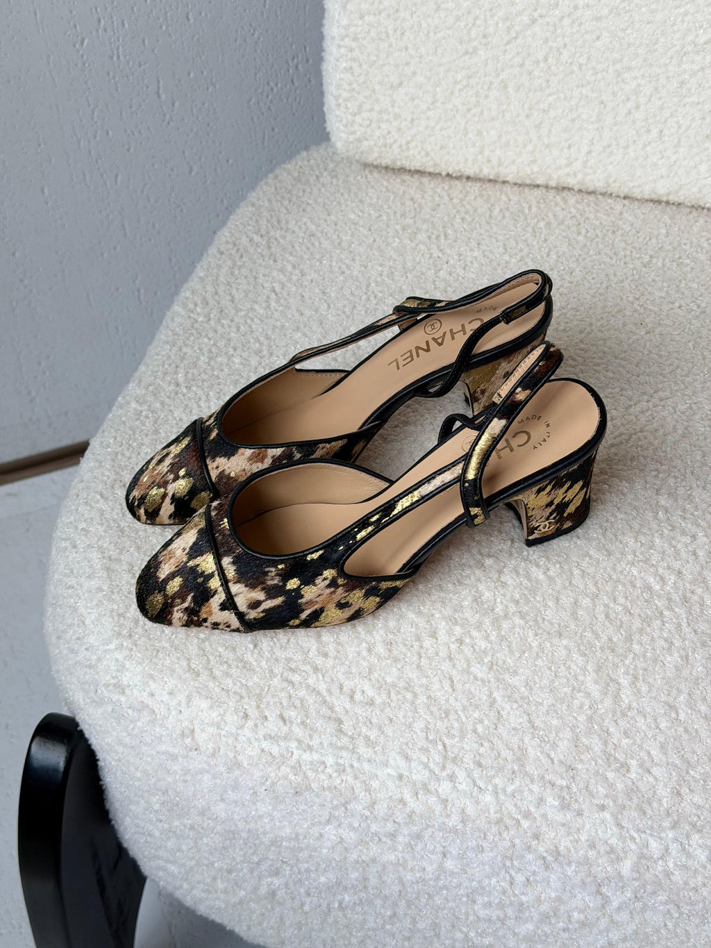 Chanel Metallic Tweed Slingback Pumps