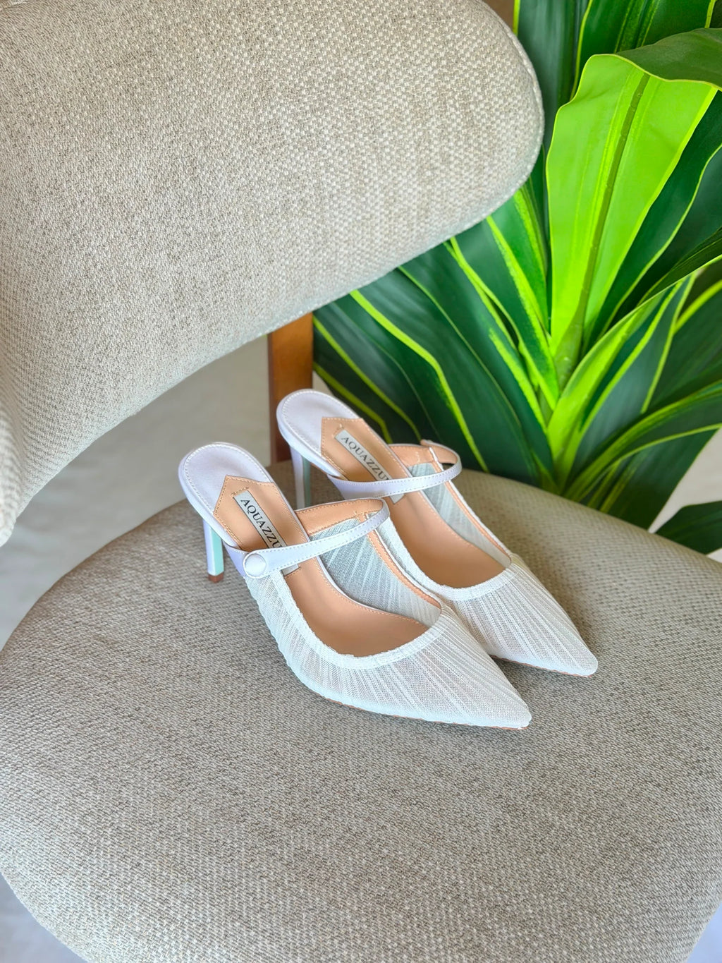 AQUAZZURA Voile 75 satin-trimmed tulle mules