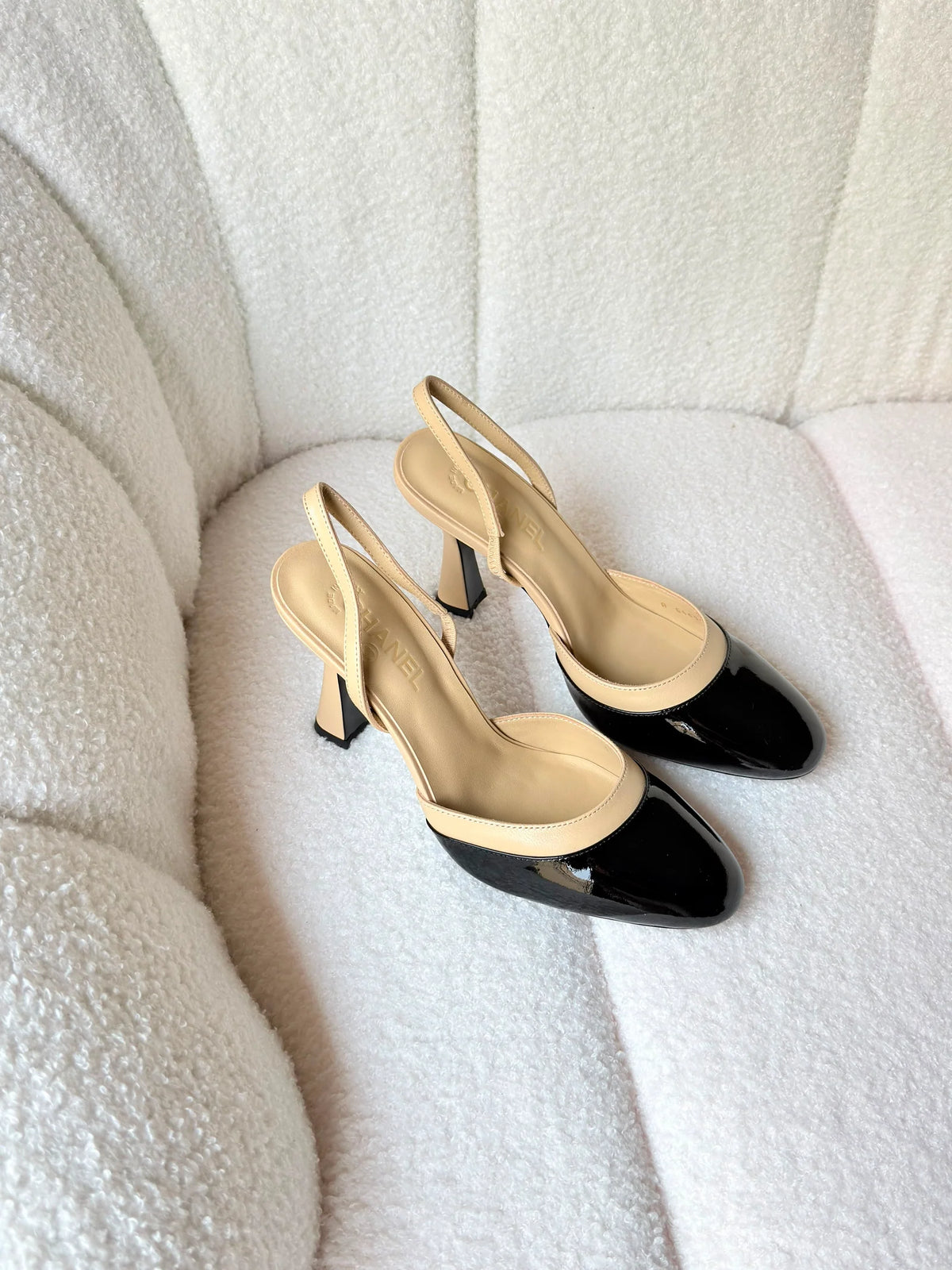 Chanel Slingbacks in Patent Calfskin & Lambskin