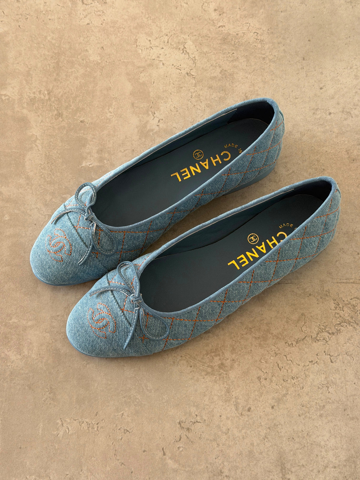 Chanel Quilted Denim Ballerina Flats