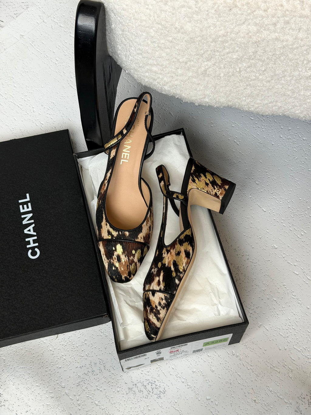 Chanel Metallic Tweed Slingback Pumps
