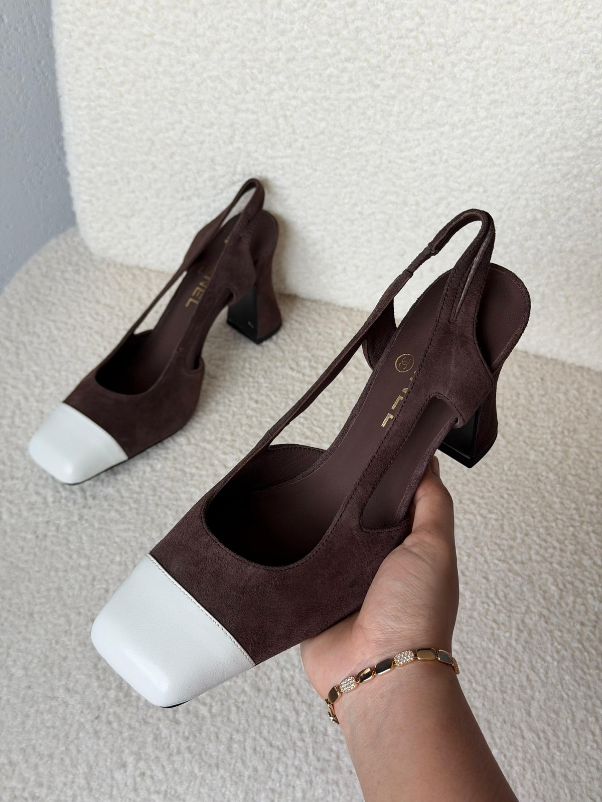Chanel Two-Tone Suede Slingback Pumps