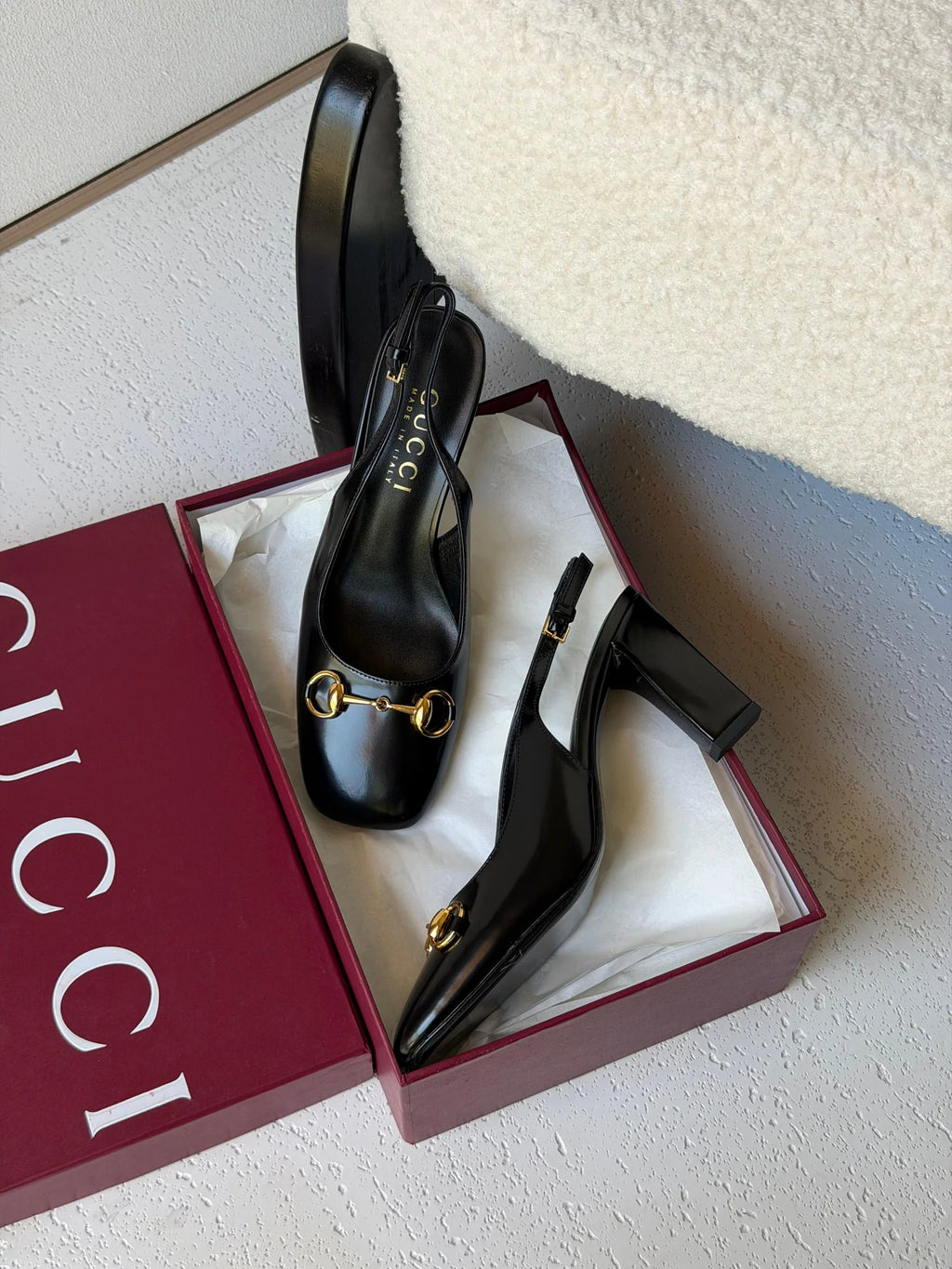 Gucci Leather Horsebit Slingback Pumps