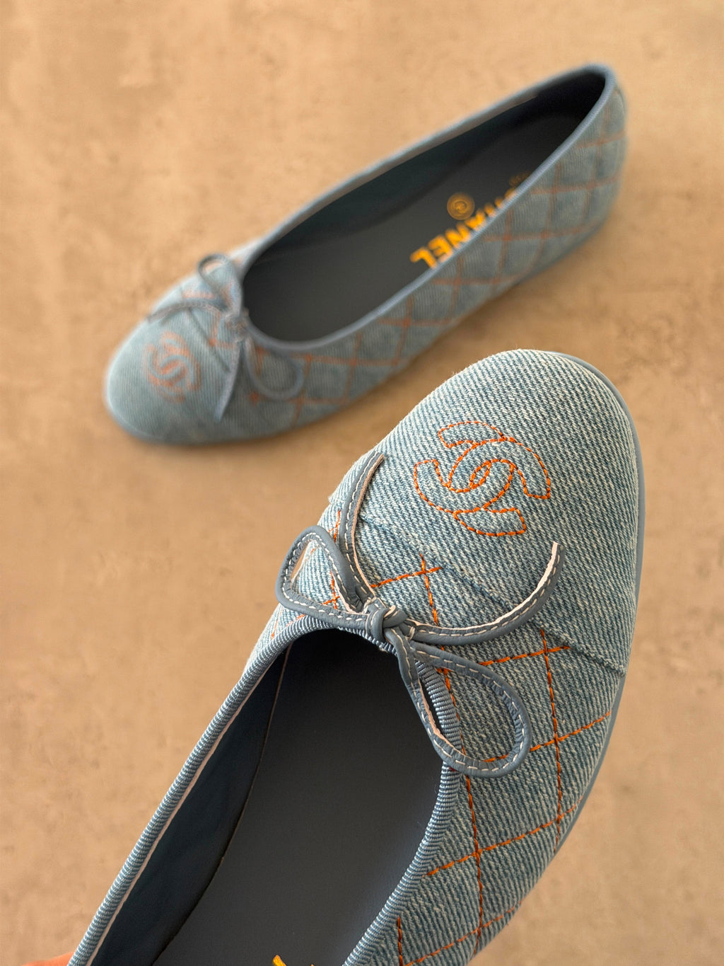 Chanel Quilted Denim Ballerina Flats
