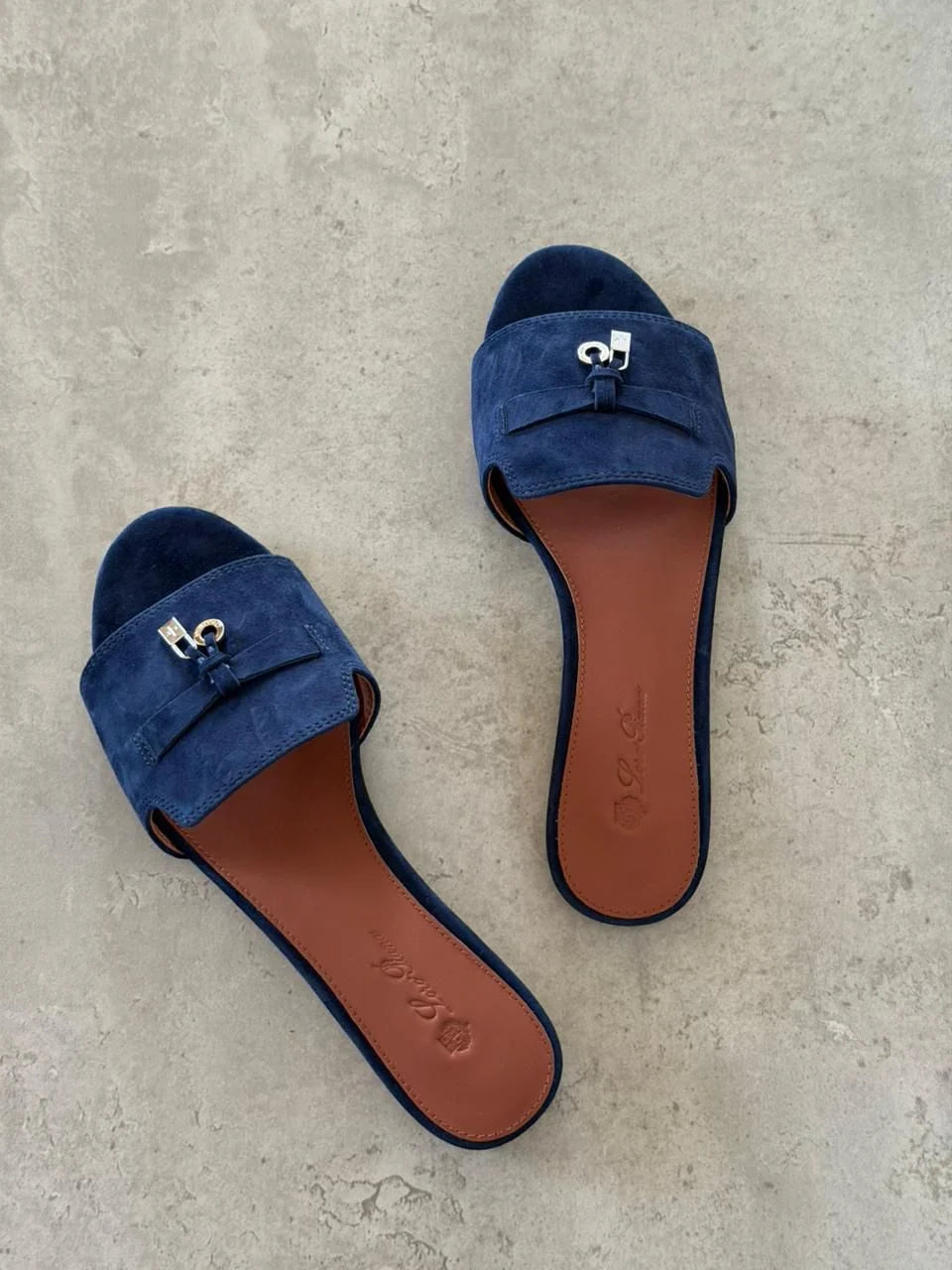 Loro Piana Navy Blue Suede Summer Charms