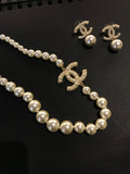 Chanel CC 100th Anniversary Faux Pearl Pendant & Earrings