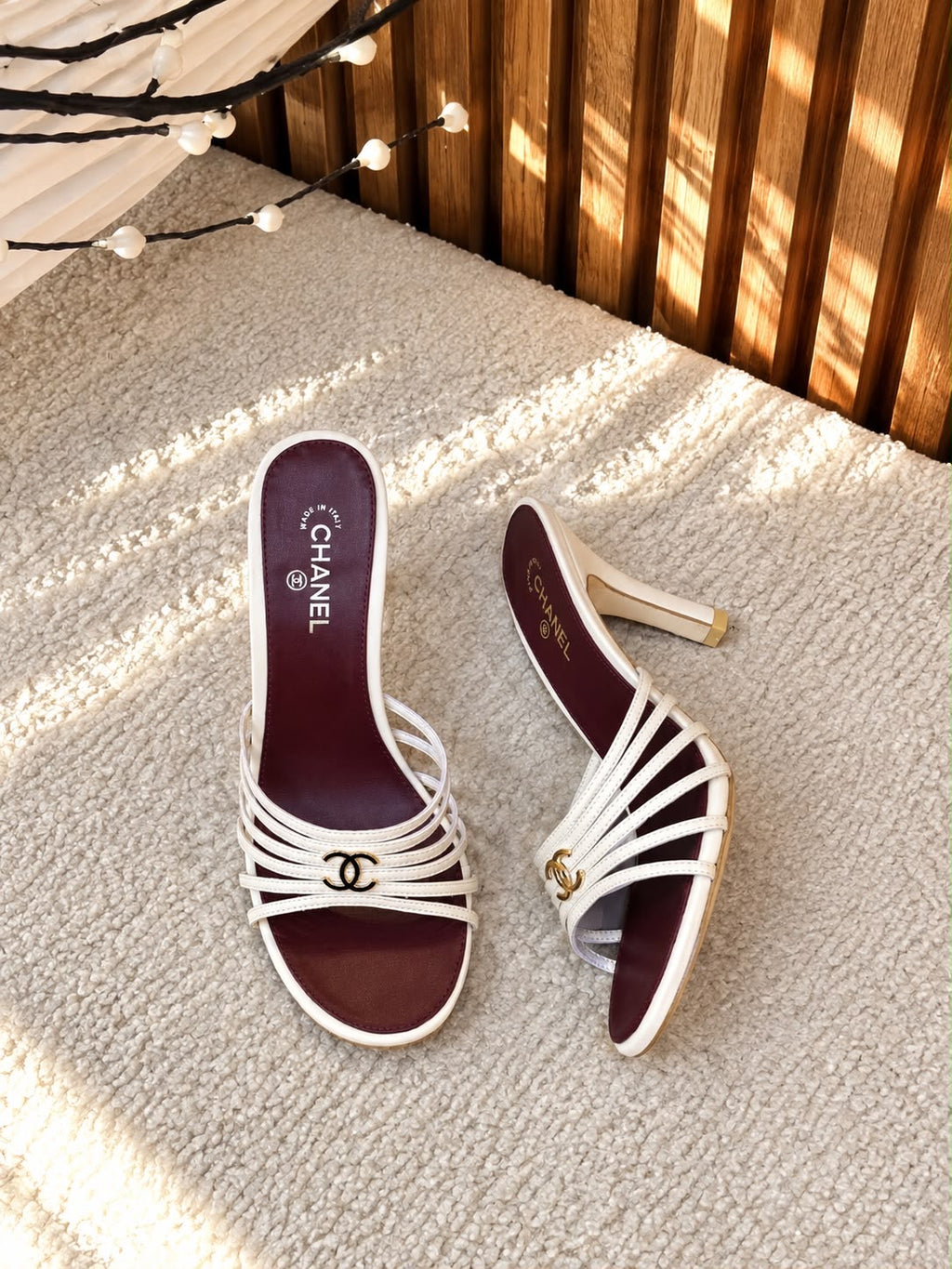 Chanel Strappy Mules with CC Logo