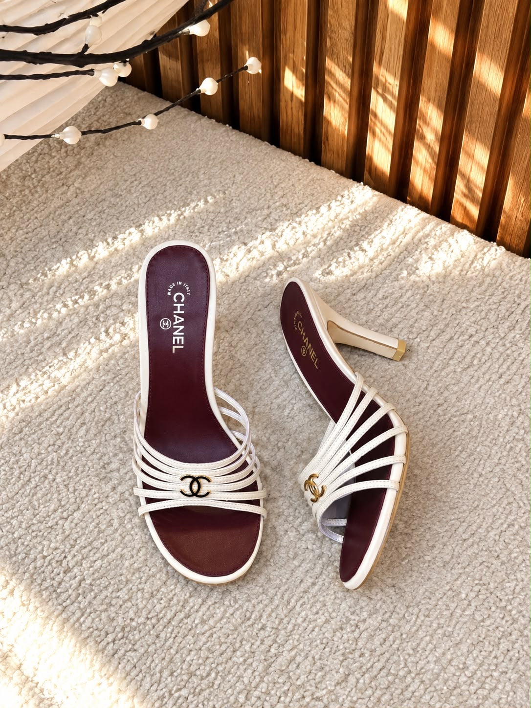 Chanel Strappy Mules with CC Logo