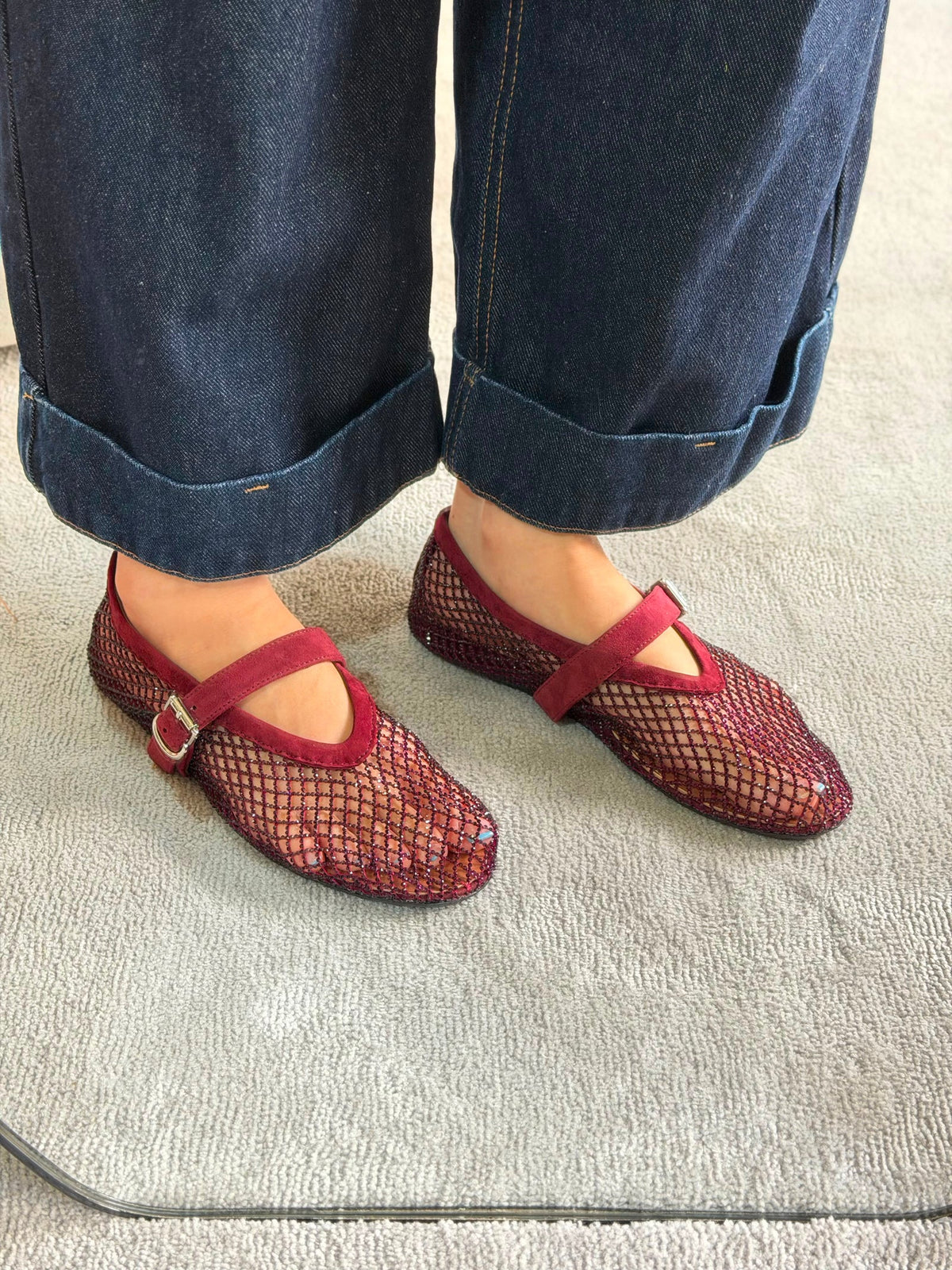 Alaïa Black Fishnet Ballet Flats