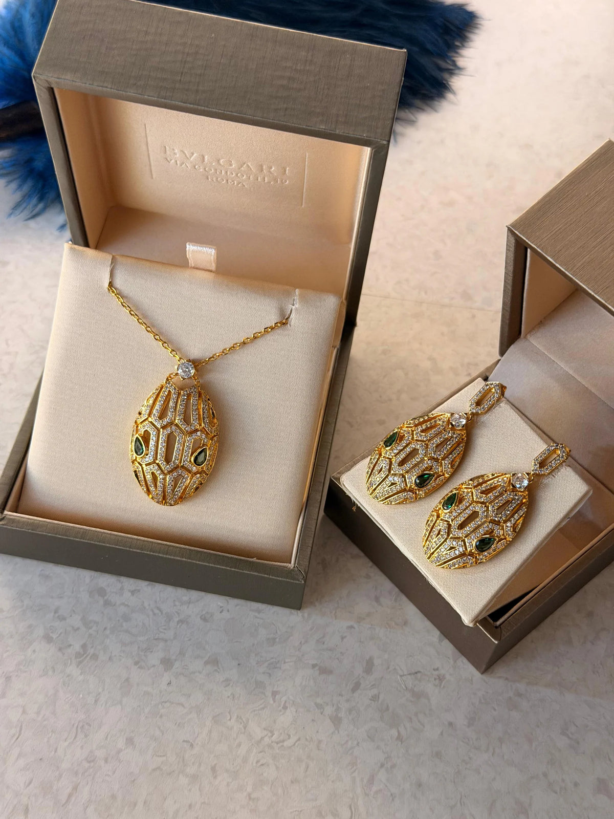 Bvlgari Serpent Set Necklace & Earings Swarovski Stones