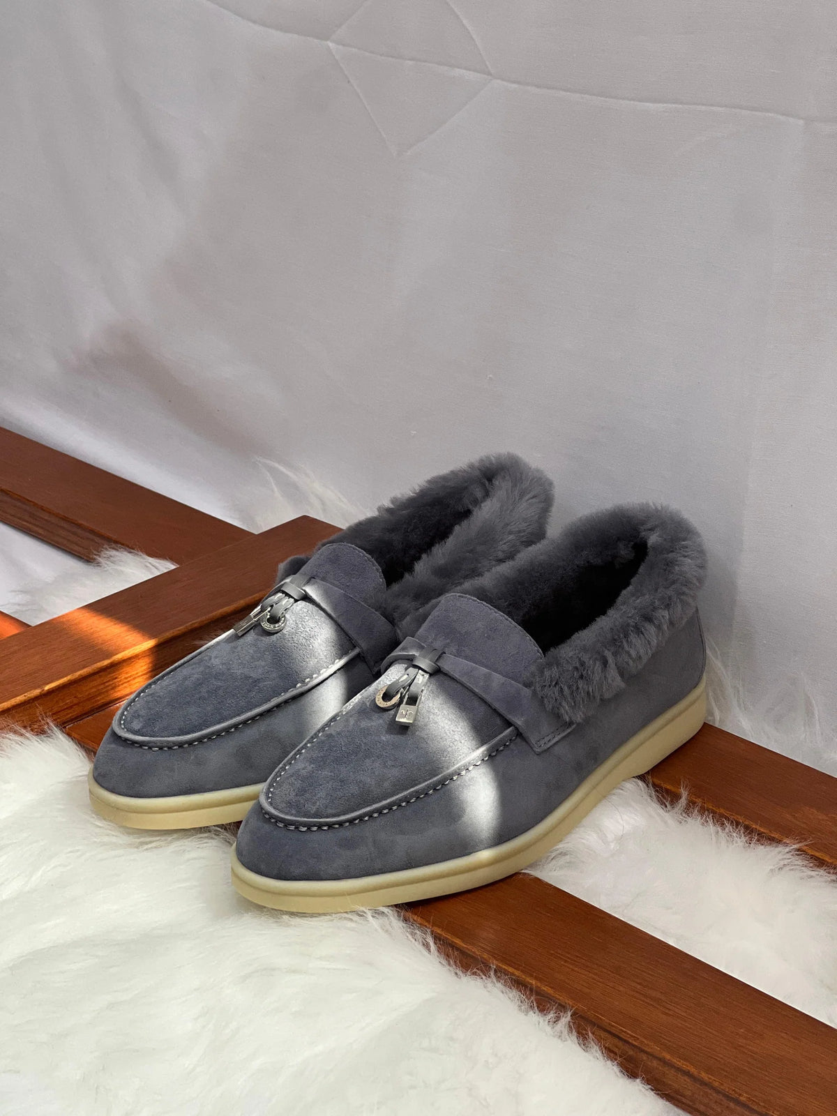 Loro Piana Summer Charms Walk Grey suede