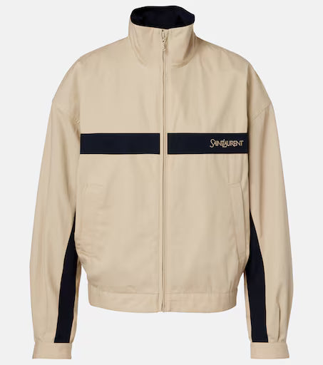 Saint Laurent Stand-Collar Jacket in Cotton Canvas