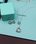 Tiffany & Co. Open Heart Pendant Necklace & Earrings Set
