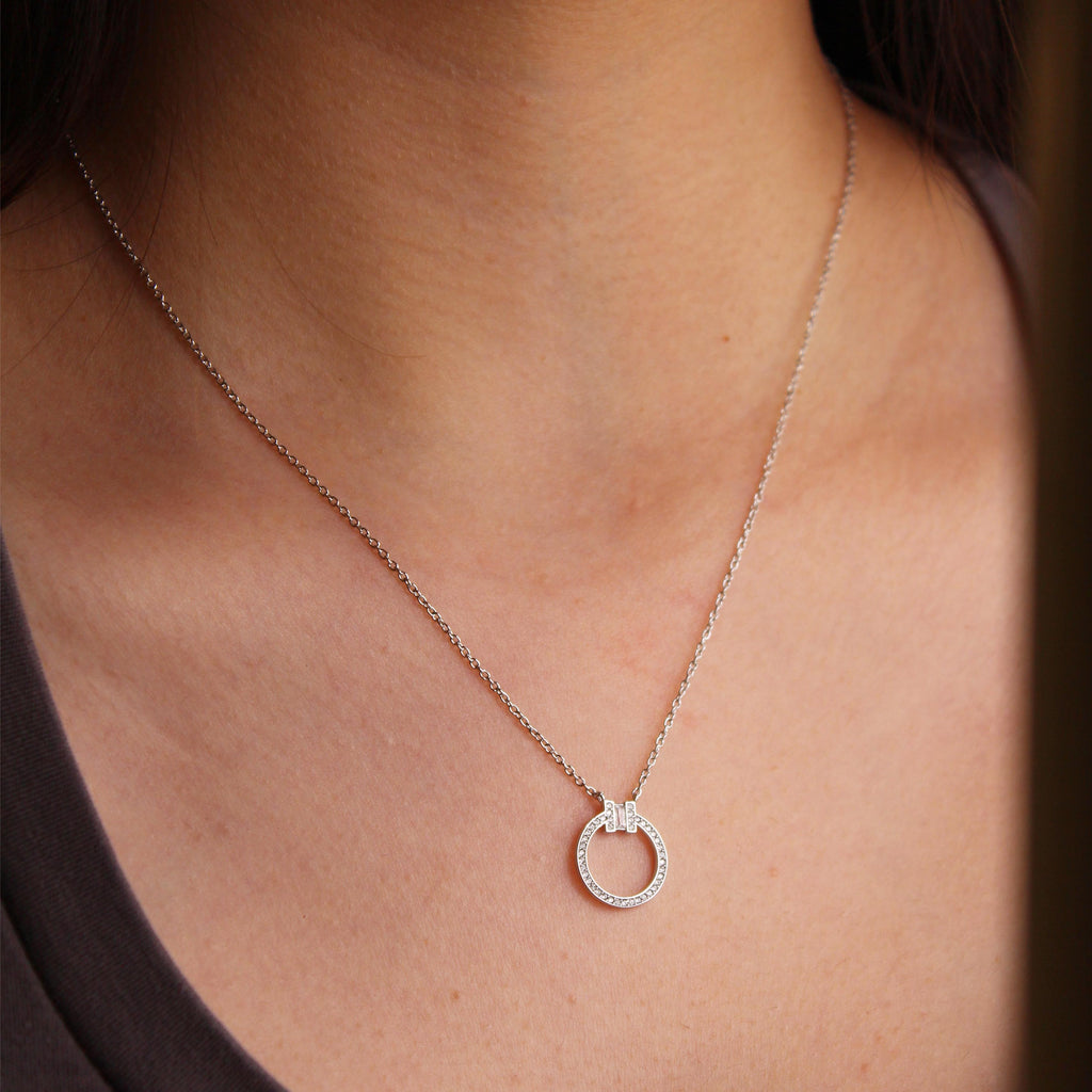 Tiffany & Co. Pavé Diamond Circle Pendant Necklace