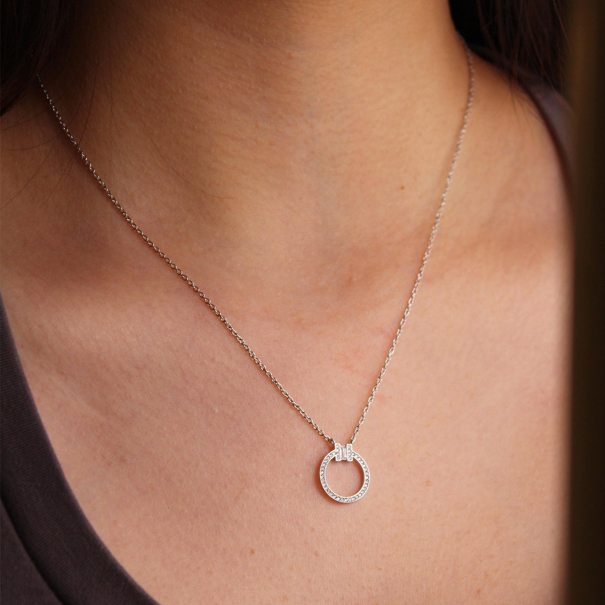Tiffany & Co. Pavé Diamond Circle Pendant Necklace