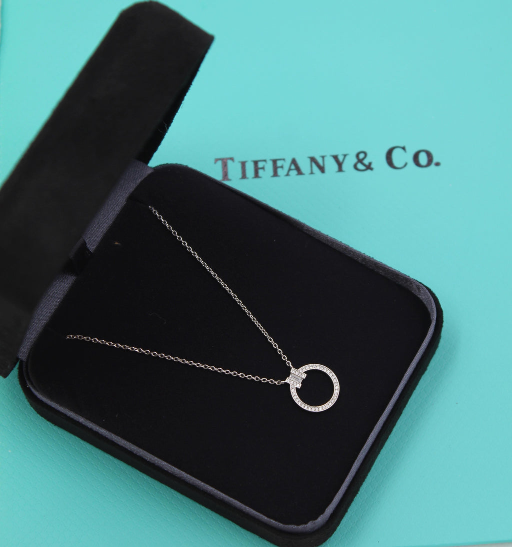 Tiffany & Co. Pavé Diamond Circle Pendant Necklace