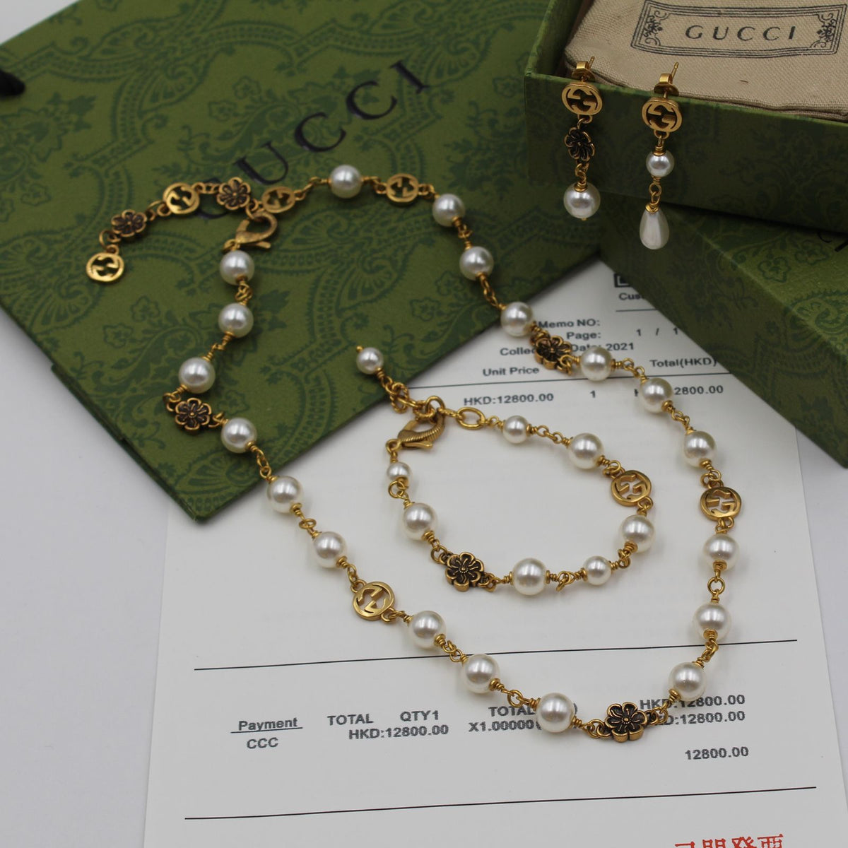 Gucci Interlocking G Pearl Jewelry Set
