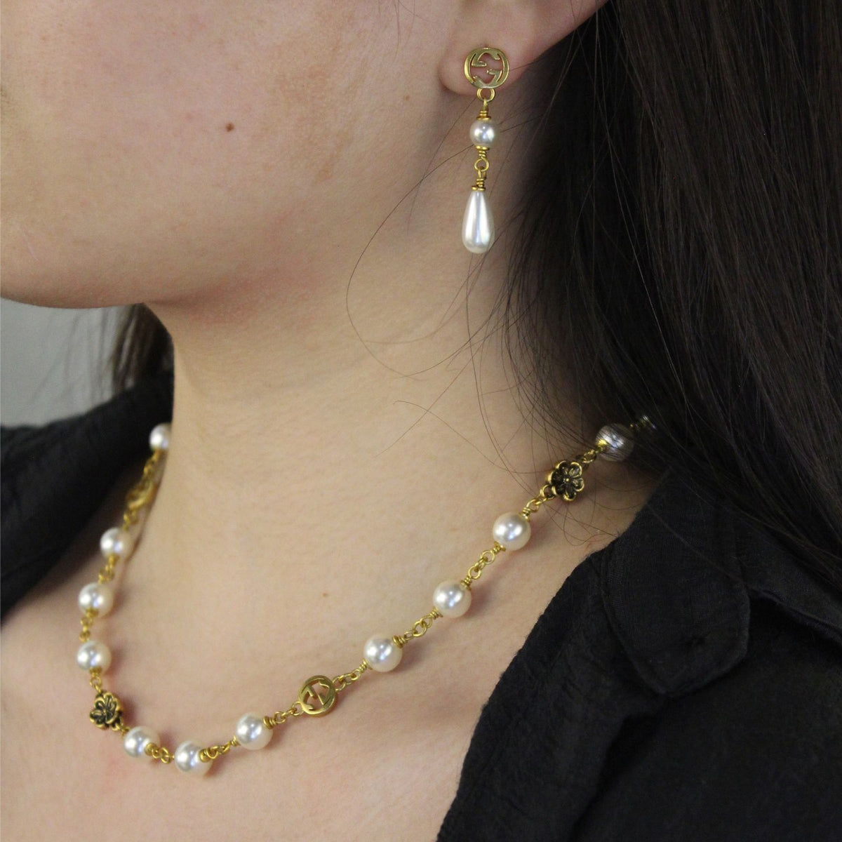 Gucci Interlocking G Pearl Jewelry Set