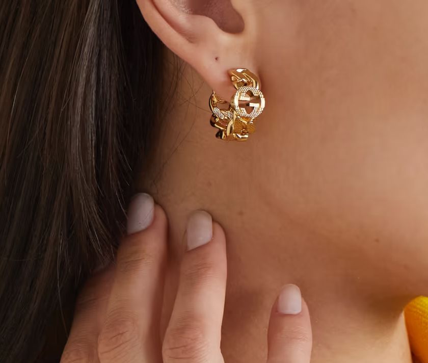 Gucci Interlocking G Chain Hoop Earrings