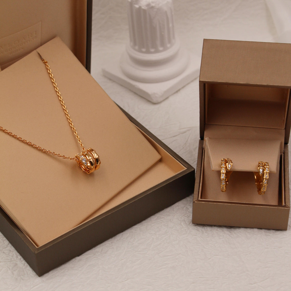 BVLGARI -Tone Pendant and Earrings Set