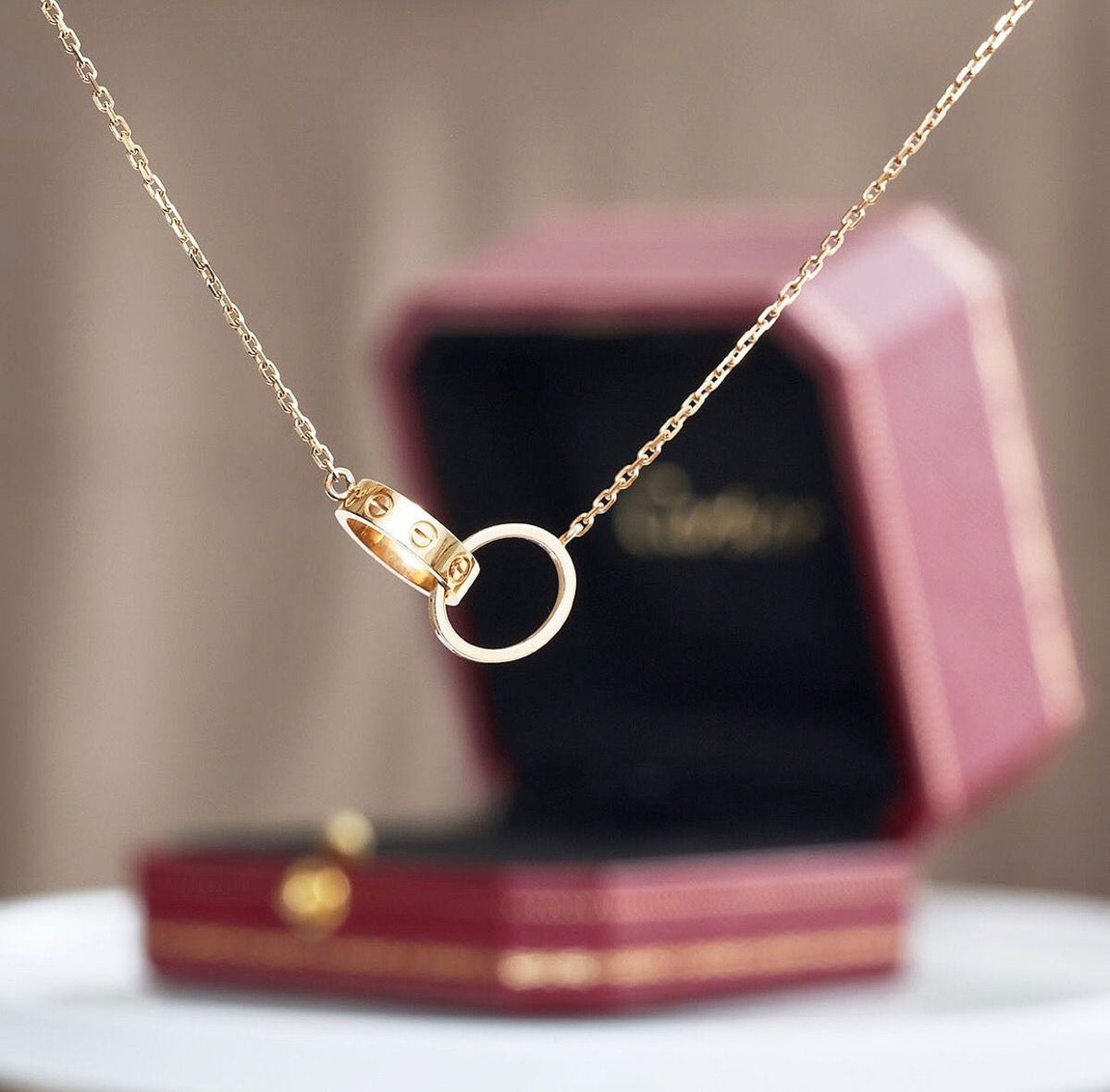 Cartier Mixed Tone Double Ring Necklace