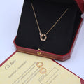 Cartier Rose Gold Tone Embellished Circle Necklace and Hoop Earrings Set