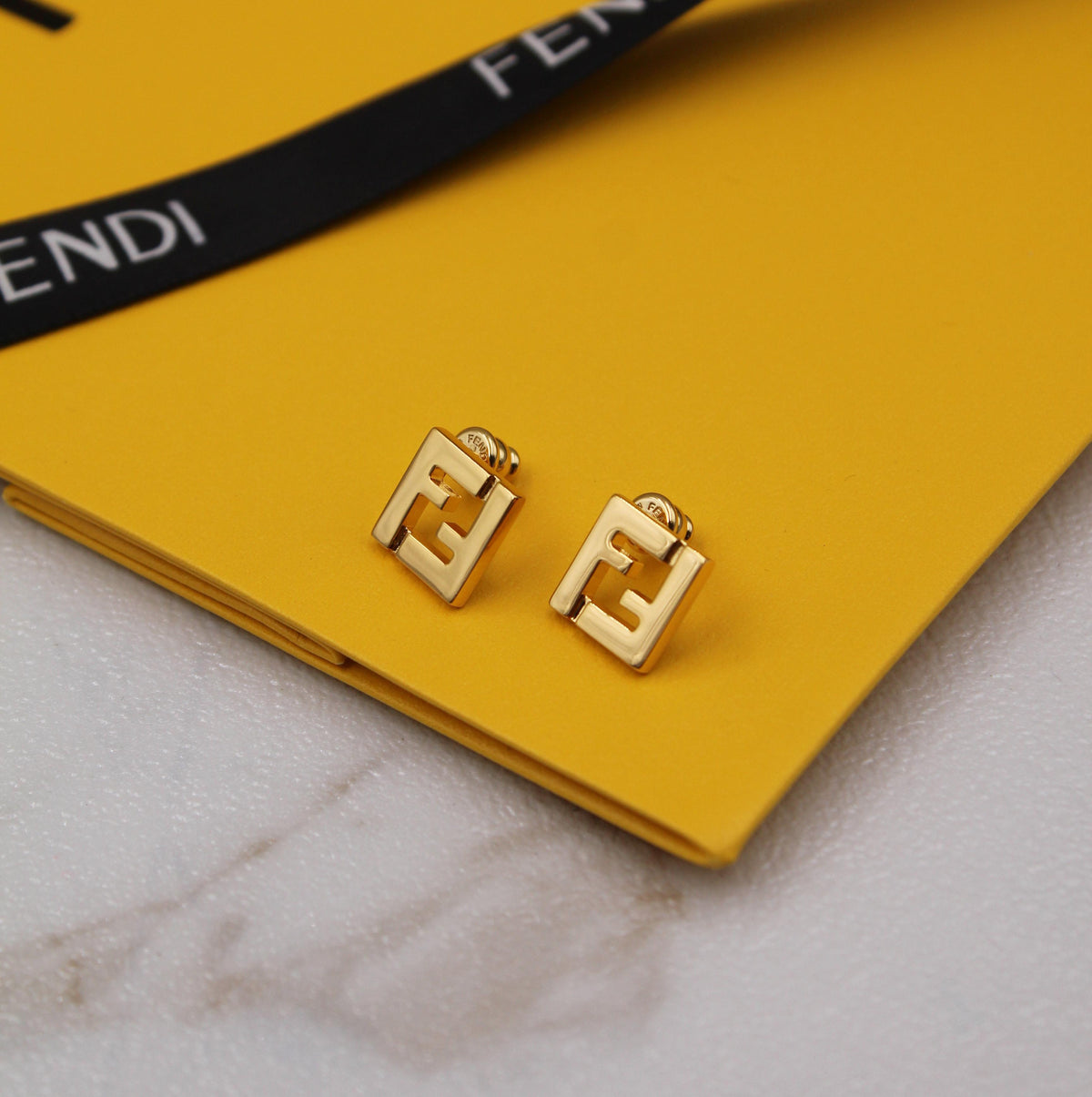 Fendi FF Enamel Stud Earrings