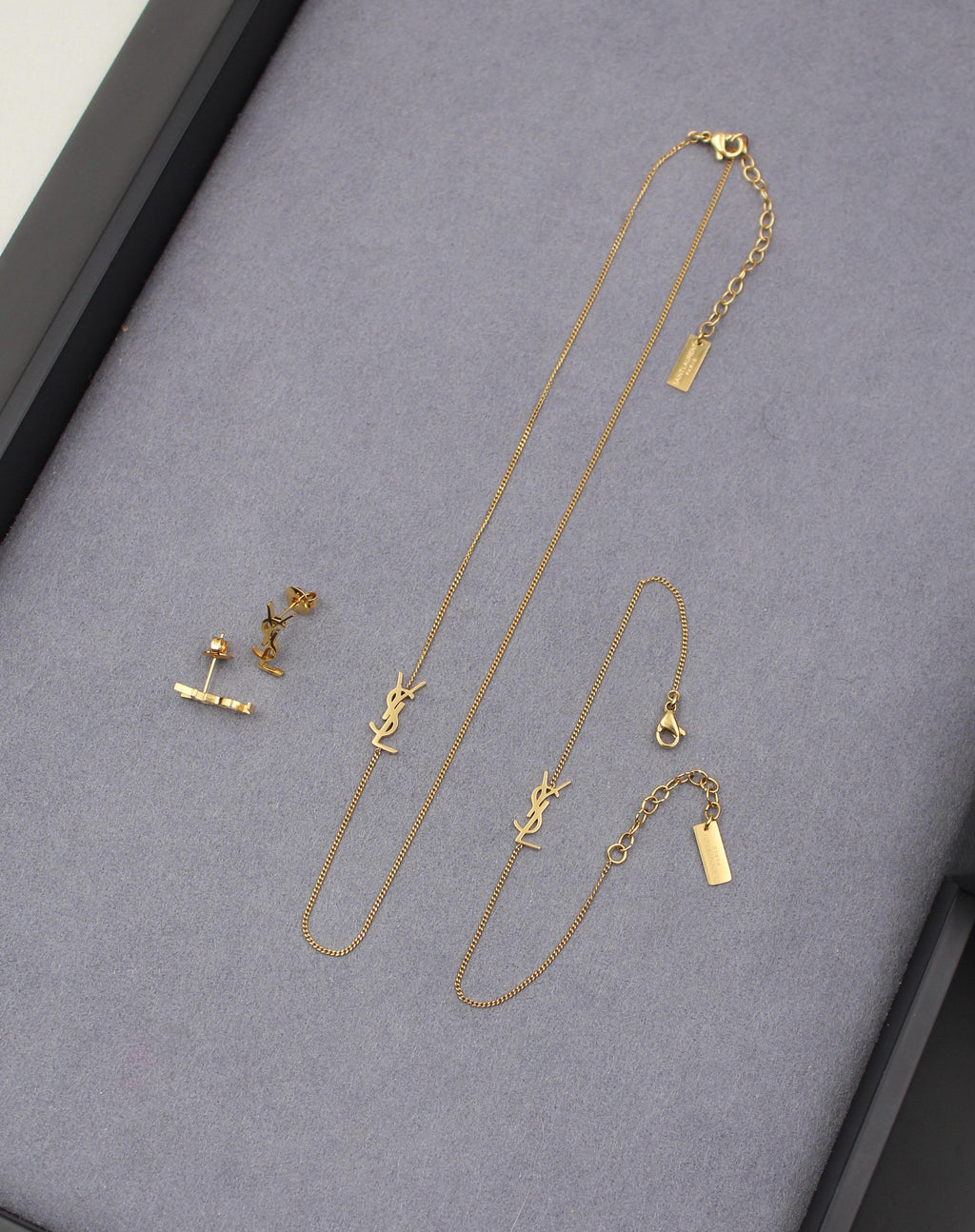 YSL Monogram Chain Necklace & Earrings Set