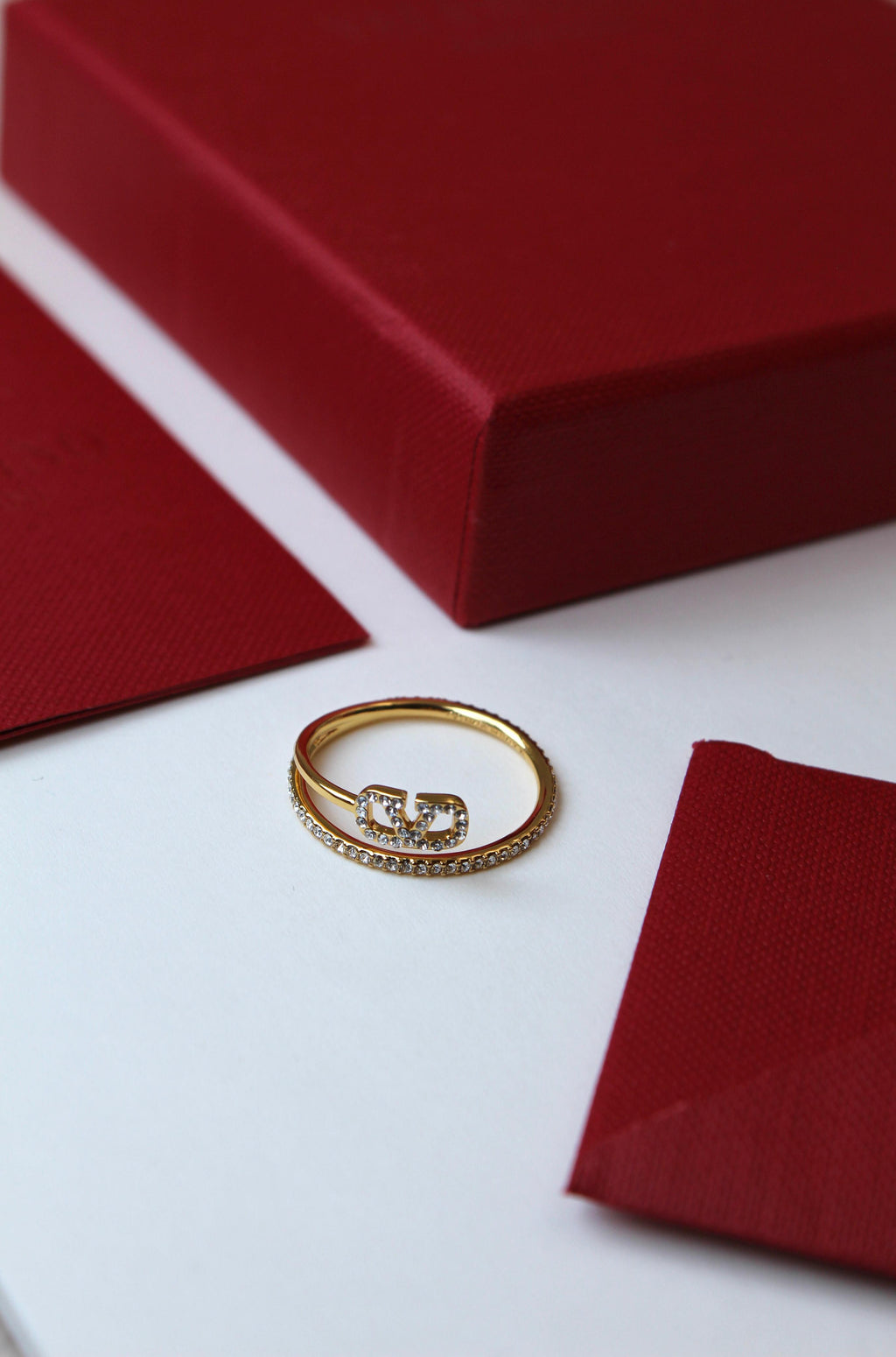 Valentino Garavani VLogo Signature Crystal Ring
