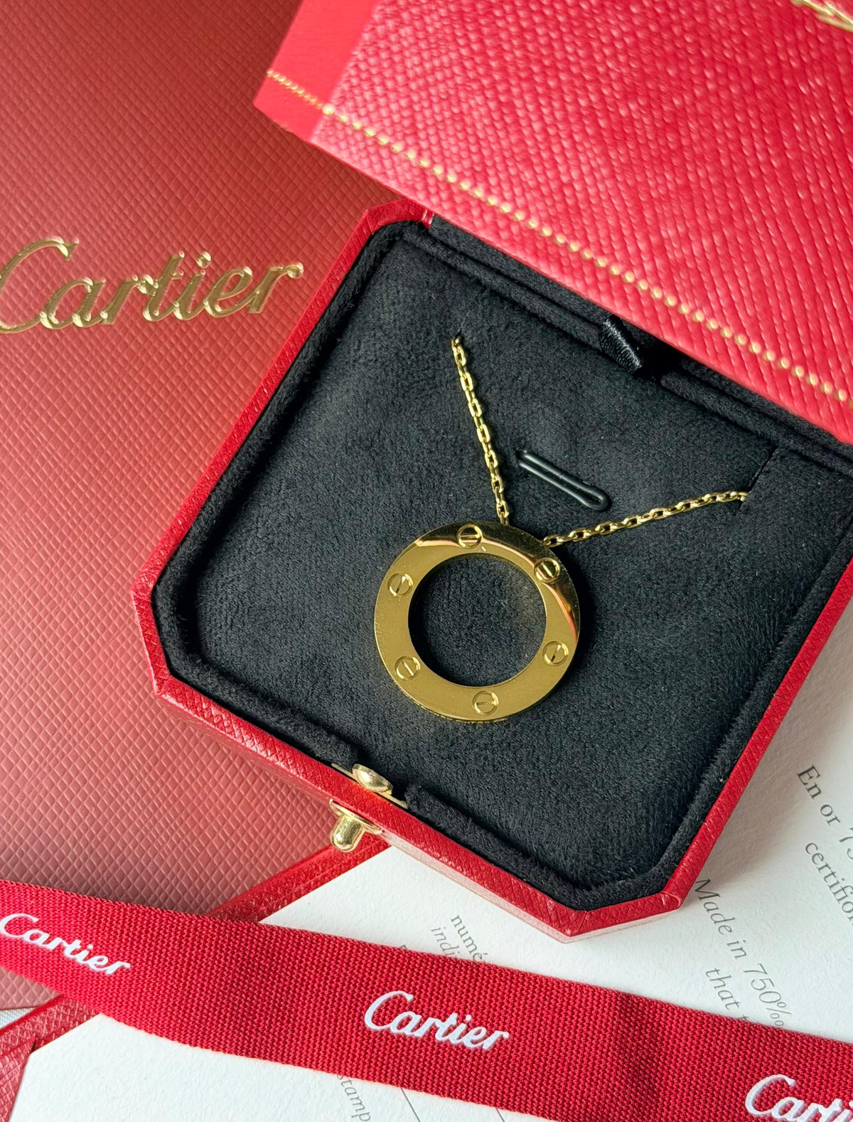 Cartier Gold Tone Screw Circle Necklace