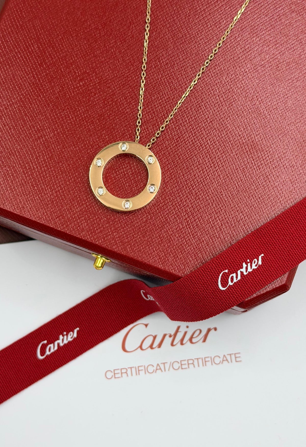 Cartier Rose Gold Tone Six Accent Circle Necklace