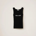 Miu Miu logo-knit Ribbed Tank Top | Black