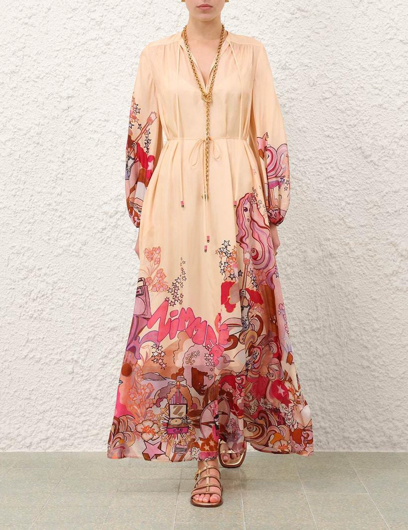 Zimmermann Awaken Plunge Maxi Dress Ivory Floral Online