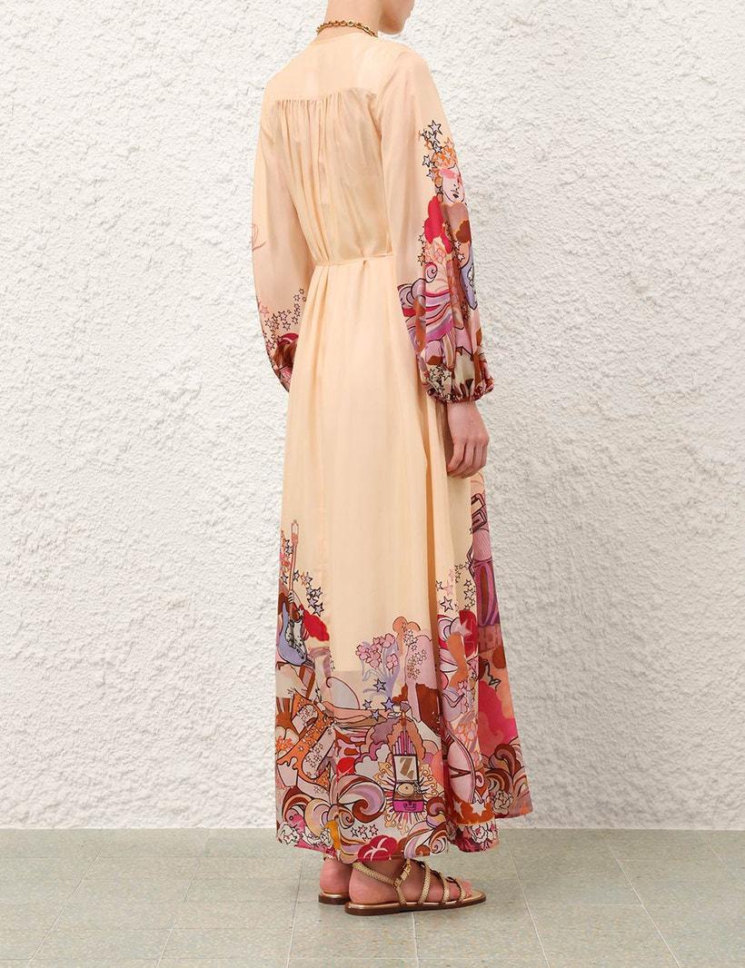 Zimmermann Awaken Plunge Maxi Dress Ivory Floral Online