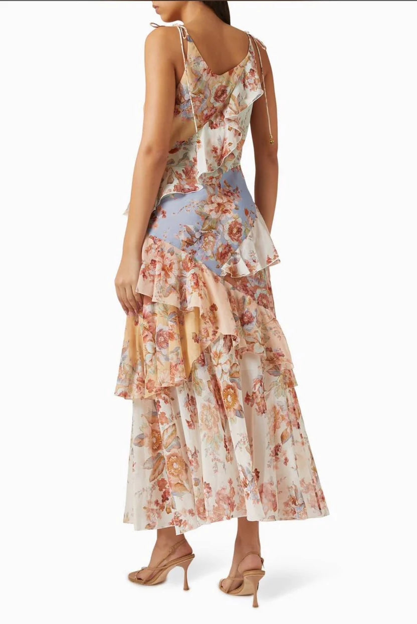 Zimmermann Multicolour Awaken Frill Slip Dress
