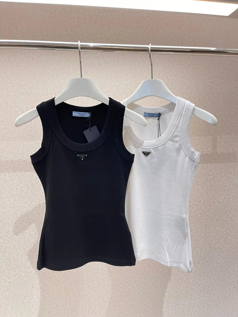 Prada ribbed-knit jersey tank top white